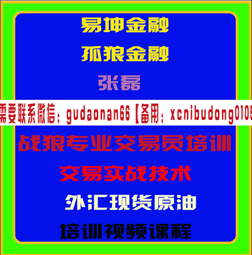 易坤金融孤狼张磊霸王课战狼专业交易员培训交易实战技术外汇原油期货培训视频